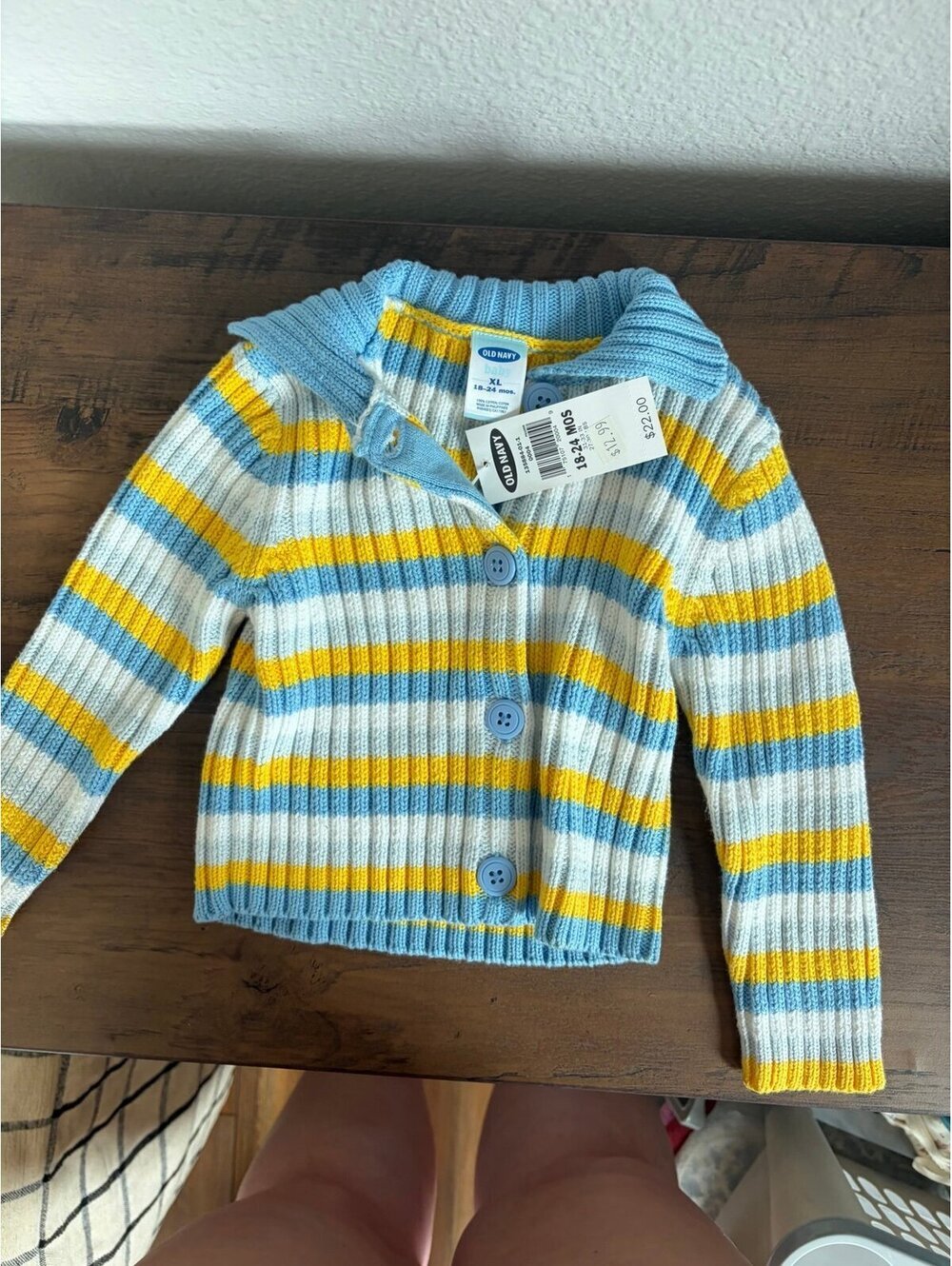 NWT Old Navy blue/yellow/white sweater size 18-24m